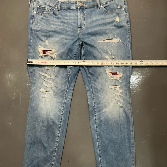Torrid Blue Boyfriend Straight Leg Jeans with Distressing - Picture 12 of 13